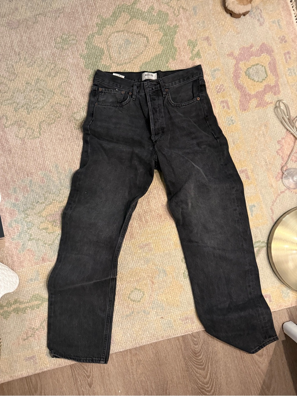agolde black straight leg jeans